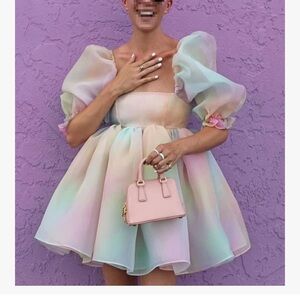 Amazon Pastel Puff Sleeve Dress